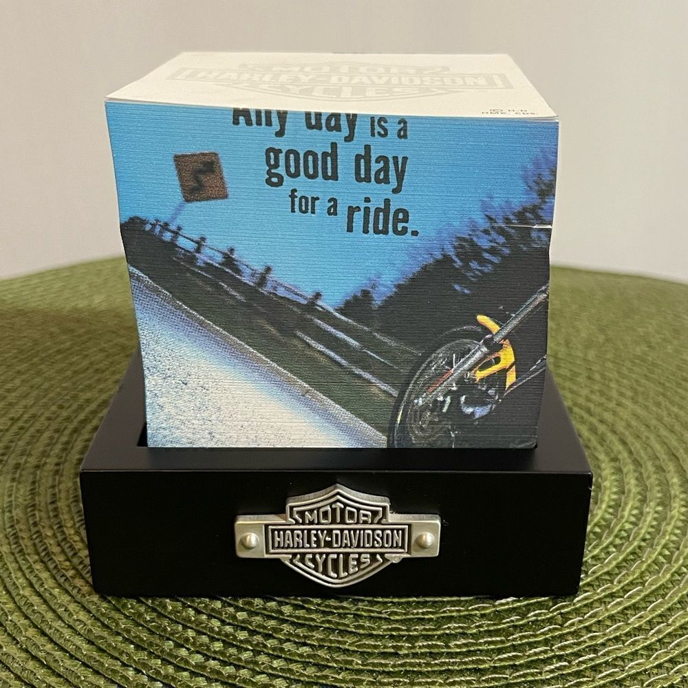 Harley Davidson Hallmark Memo Pad Holder Black with Logo